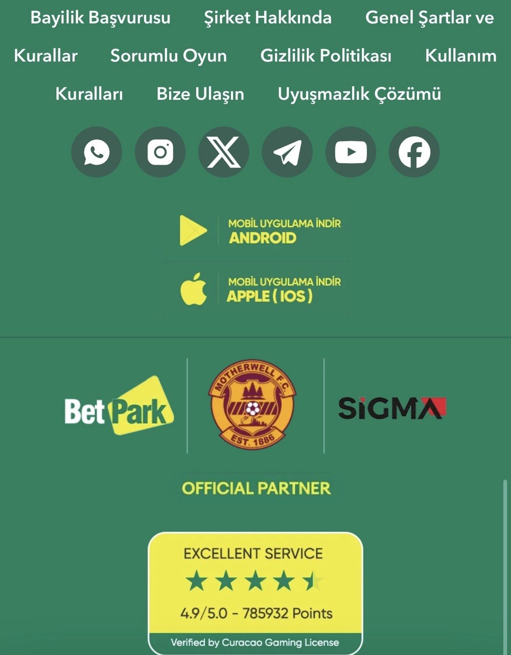 BetPark lisans, uygulama ve resmi partner